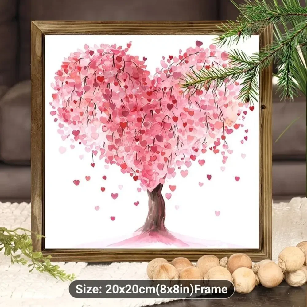 Charming Heart Tree Wall Art in Pink and Brown